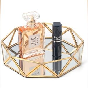 🦋2 For $50🦋Gold Geometric Glass Mirror Tray